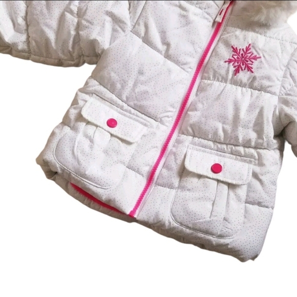 Protection System Girls Hooded Parka Puffer Jacket 12 Months White Sparkle. - Picture 6 of 8